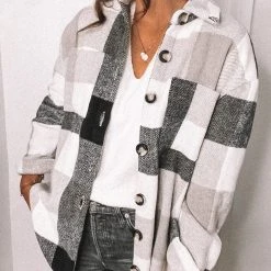 Purple Door Boutique Snuggled Up Black White Shacket Ladies'