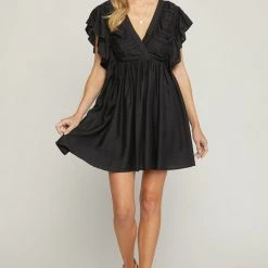 Purple Door Boutique New Arrivals Graceful Black Pleated Dress