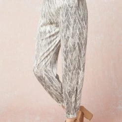 The Purple Door Boutique Black Ivory Printed Satin Joggers