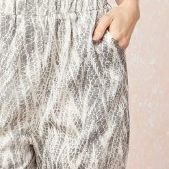 The Purple Door Boutique Black Ivory Printed Satin Joggers