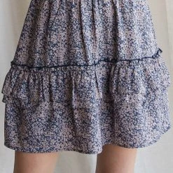 Purple Door Boutique Floral Days Blue Ruffle Mini Skirt Ladies'