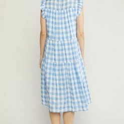 Purple Door Boutique Fanciful Blue Gingham Midi Dress