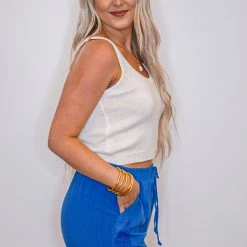 Purple Door Boutique All Mine Linen Cobalt Blue Shorts New Arrivals