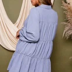 Purple Door Boutique Blue Shimmer Tiered Mini Dress New Arrivals