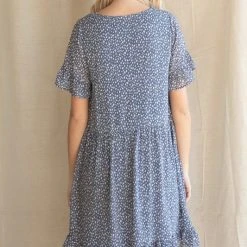 Purple Door Boutique Blue Baby Speckled Print Smocked Dress Summer SALE