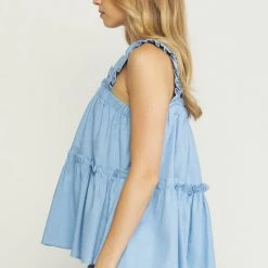 Purple Door Boutique Summer SALE Sunshine Wishes Blue Tiered Top