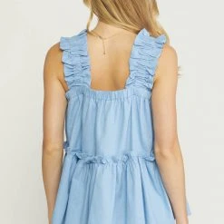 Purple Door Boutique Summer SALE Sunshine Wishes Blue Tiered Top