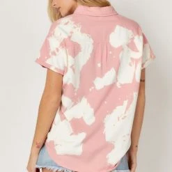 The Purple Door Boutique Blush Cloud Washed Denim Top