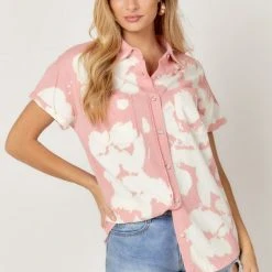 The Purple Door Boutique Blush Cloud Washed Denim Top