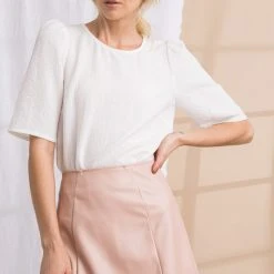 Purple Door Boutique Blush Faux Leather Mini Skirt Ladies'