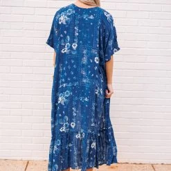 Purple Door Boutique Summer Style Blue Floral Duster Ladies'