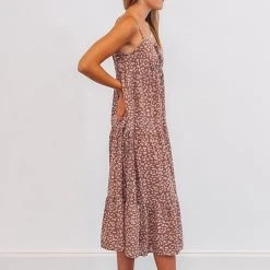 Purple Door Boutique Summer SALE Boho Life Mauve Floral Tiered Midi Dress