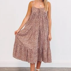 Purple Door Boutique Summer SALE Boho Life Mauve Floral Tiered Midi Dress