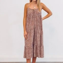 Purple Door Boutique Summer SALE Boho Life Mauve Floral Tiered Midi Dress