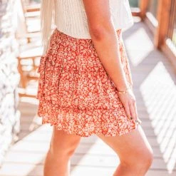 Purple Door Boutique Cinnamon Floral Tiered Skirt