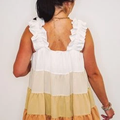 Purple Door Boutique Summer SALE Fall Sunrise Clay Combo Colorblock Tiered Top