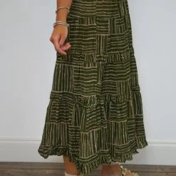 Purple Door Boutique Ladies' Through The Forest Olive Midi Skirt