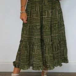 Purple Door Boutique Ladies' Through The Forest Olive Midi Skirt