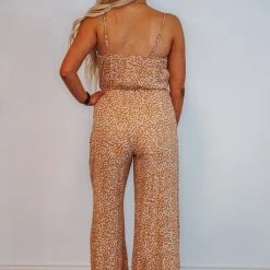 Purple Door Boutique True Love Caramel Printed Jumpsuit Ladies'