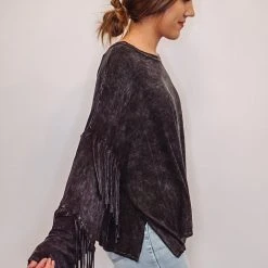 Purple Door Boutique Ladies' Yes Fringe Black Top
