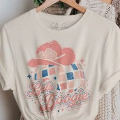 Purple Door Boutique Let's Boogie Vintage White Graphic Tee