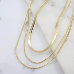 Purple Door Boutique Brenda Herringbone Layered Gold Necklace