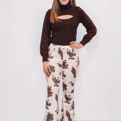 Purple Door Boutique Espresso Cut Out Ribbed Sweater