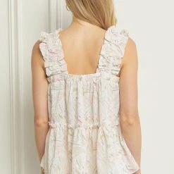 Purple Door Boutique Brush Stroke Print Ivory Top Ladies'