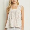 Purple Door Boutique Brush Stroke Print Ivory Top Ladies'