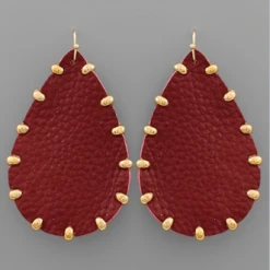 Purple Door Boutique Studded Burgundy Teardrop Earrings