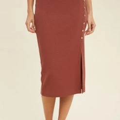 Purple Door Boutique Burl Wood Ribbed Knit Midi Skirt