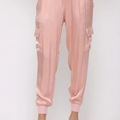 Purple Door Boutique Summer SALE Sweet Moments Blush Satin Joggers