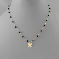 Purple Door Boutique Jewelry Butterfly Charm Bead Black Necklace