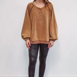 Purple Door Boutique Chocolate Mousse Terry Pullover Ladies'