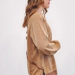 Purple Door Boutique Chocolate Mousse Terry Pullover Ladies'