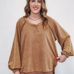 Purple Door Boutique Chocolate Mousse Terry Pullover Ladies'