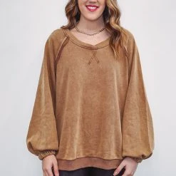 Purple Door Boutique Chocolate Mousse Terry Pullover Ladies'