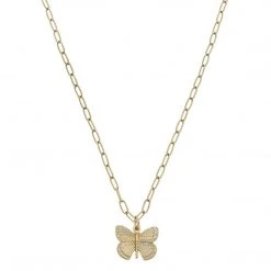 Canvas Jewelry Canvas Celeste Butterfly Charm Necklace Worn Gold