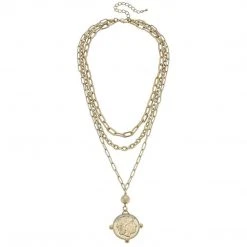 Canvas Jewelry Canvas Evie Layered Coin Necklace Worn Gold