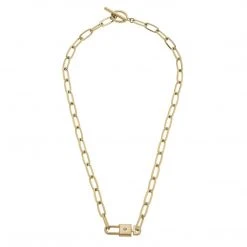 Canvas Jewelry Canvas Harper Lock & Key Paperclip Chain T-Bar Necklace