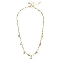 Canvas Jewelry Canvas Lyra Paperclip Chain Rhinestone Drip Necklace