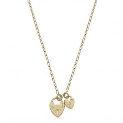 Canvas Jewelry Canvas Mia Heart Padlock Charm Necklace Worn Gold