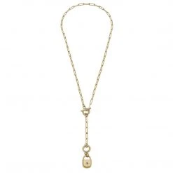 Canvas Jewelry Canvas Skylar Padlock T-Bar Y Necklace Worn Gold