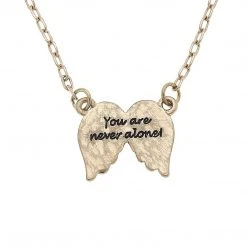 Canvas Jewelry Canvas Reversible Never Alone Wings Necklace Gold