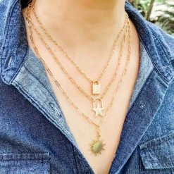 Canvas Jewelry Canvas Kinsley Padlock Initial Necklace Worn Gold