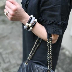 Canvas Jewelry Canvas Lelani Grey Black Resin Bracelet