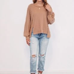 Purple Door Boutique Coco Textured Waffle Knit Top