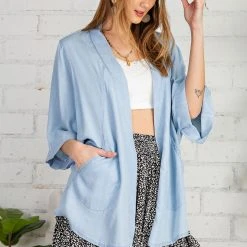 The Purple Door Boutique Ladies' Summer Breeze Chambray Kimono Cardigan