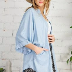 The Purple Door Boutique Ladies' Summer Breeze Chambray Kimono Cardigan