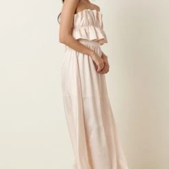 Purple Door Boutique Whimsical Nights Champagne Maxi Dress